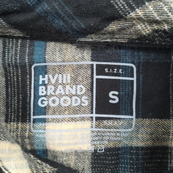 HVIII Brand Goods Shirt Mens Small Blue Plaid Flannel Long Sleeve Button Front - Picture 2 of 8
